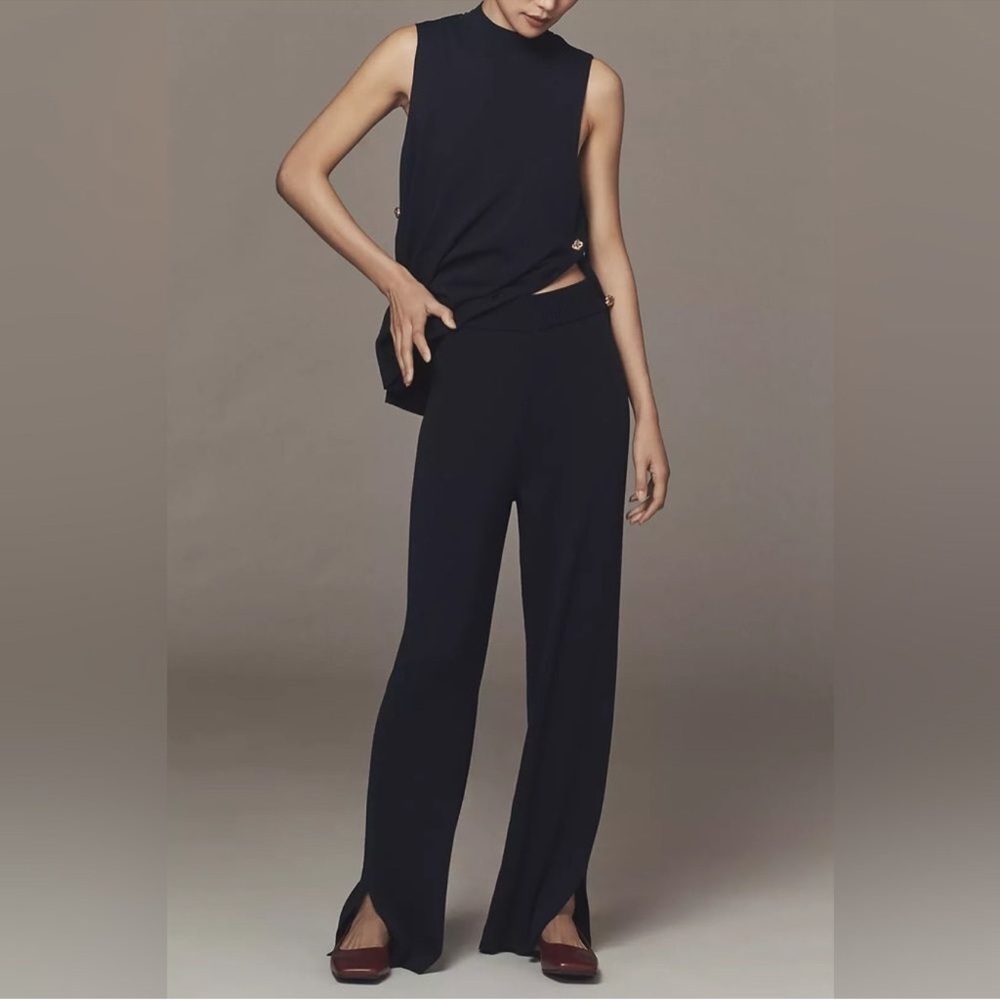 Anthropologie MAEVE Pull-On Sweater Pants Navy Blue, size Small